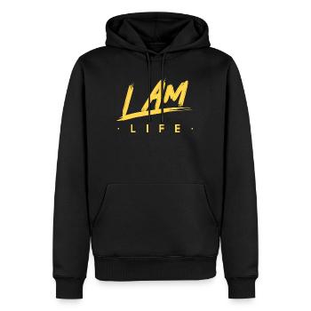 Ich bin das Leben Zen Motivation - Männer Premium Bio Hoodie - Schwarz - Vorne - Nico (187cm)