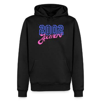 2002 Zoomers Sommer Retro Gradient Logo - Männer Premium Bio Hoodie - Schwarz - Vorne - Nico (187cm)