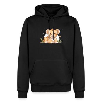 Lionceau avec des papillons - Sweat à capuche Premium bio Homme - noir - Devant - Nico (187cm)