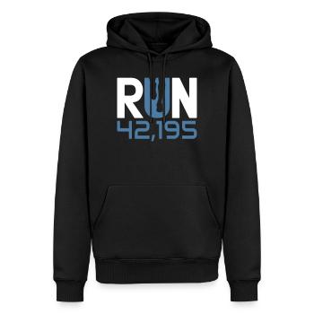 Marathonläufer Runner Run 42,195 Finisher - Männer Premium Bio Hoodie - Schwarz - Vorne - Nico (187cm)