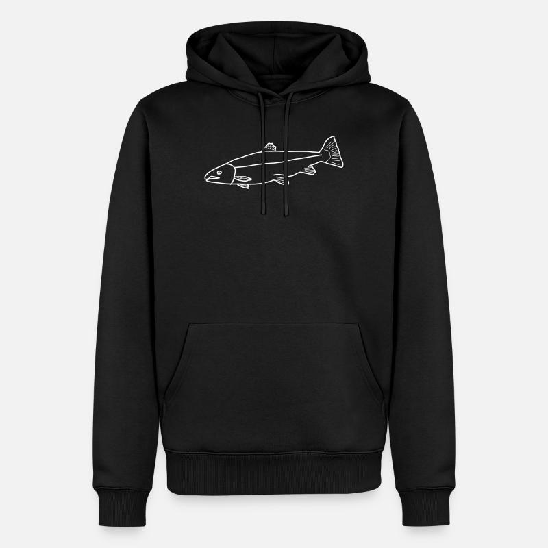 Lachs lineart - Männer Premium Bio Hoodie - Schwarz