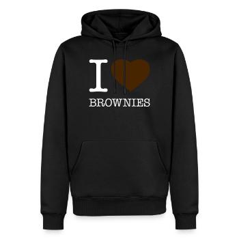 I LOVE BROWNIES - Männer Premium Bio Hoodie - Schwarz - Vorne - Nico (187cm)