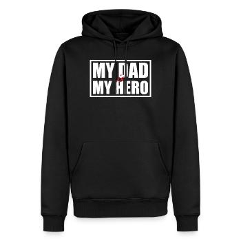 Dad Is My Hero Bold Typography - Men’s Premium Organic Hoodie - black - Front - Nico (187cm)