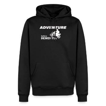 MOTORBIKE ADVENTURE - Männer Premium Bio Hoodie - Schwarz - Vorne - Nico (187cm)
