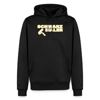 SCHWARZMALER - Männer Premium Bio Hoodie - Schwarz - Vorne - Nico (187cm)