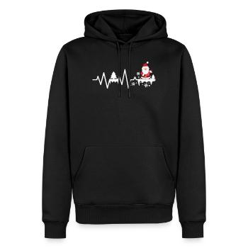 Petit Père Noël Battement de cœur Sapin de Saint-Nicolas - Sweat à capuche Premium bio Homme - noir - Devant - Nico (187cm)