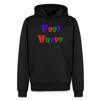 GLÜCKLICH. KOSTENLOS. FREIHEIT. WOHLFAHRT. ZEN. MEDITATION. - Männer Premium Bio Hoodie - Schwarz - Vorne - Nico (187cm)