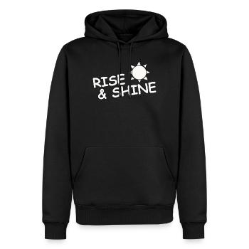 RISE & SHINE - Männer Premium Bio Hoodie - Schwarz - Vorne - Nico (187cm)