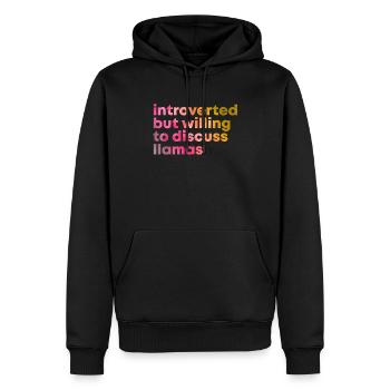 Lama - Männer Premium Bio Hoodie - Schwarz - Vorne - Nico (187cm)