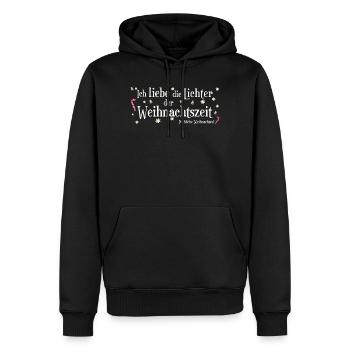 J’adore Noël, les lumières de Noël - Sweat à capuche Premium bio Homme - noir - Devant - Nico (187cm)