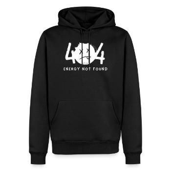Lustiges Emoticon "Energie nicht gefunden" - Männer Premium Bio Hoodie - Schwarz - Vorne - Nico (187cm)