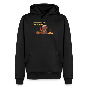 Nüsse für den Winter - Männer Premium Bio Hoodie - Schwarz - Vorne - Nico (187cm)