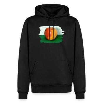 Apfel - Männer Premium Bio Hoodie - Schwarz - Vorne - Nico (187cm)