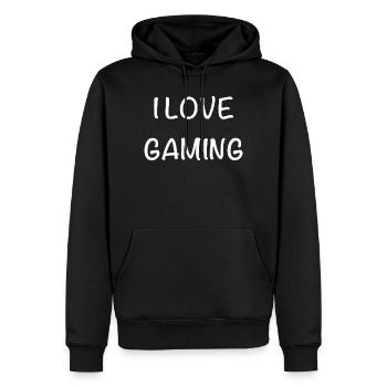 I Love Gaming Schriftzug - Männer Premium Bio Hoodie - Schwarz - Vorne - Nico (187cm)