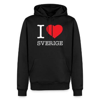 I LOVE SVERIGE Sweden Schweden - Männer Premium Bio Hoodie - Schwarz - Vorne - Nico (187cm)