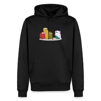 Halloween fantôme dessin comique - Sweat à capuche Premium bio Homme - noir - Devant - Nico (187cm)