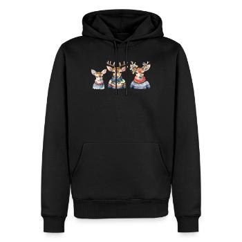 Winterhirsche Pullover-Trio - Männer Premium Bio Hoodie - Schwarz - Vorne - Nico (187cm)