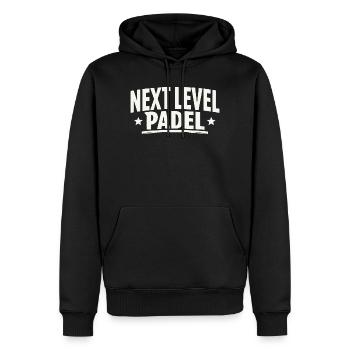 Padel Design Next Level Shirt Hoodie - Männer Premium Bio Hoodie - Schwarz - Vorne - Nico (187cm)