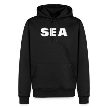 SEA - Men’s Premium Organic Hoodie - black - Front - Nico (187cm)
