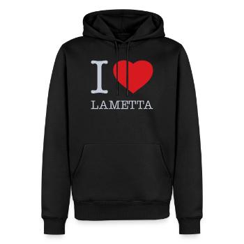I LOVE LAMETTA - Männer Premium Bio Hoodie - Schwarz - Vorne - Nico (187cm)