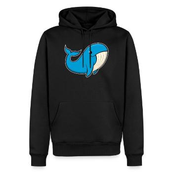 Image joyeuse d’une baleine bleue - Sweat à capuche Premium bio Homme - noir - Devant - Nico (187cm)