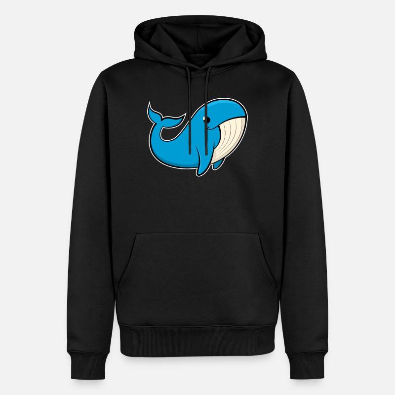 Image joyeuse d’une baleine bleue - Sweat à capuche Premium bio Homme - noir