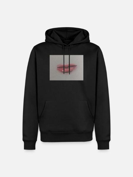 Expressive Lippenkunst auf Graufolie - Männer Premium Bio Hoodie - Schwarz
