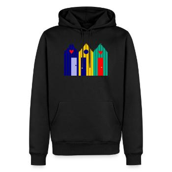 anniversaire. anniversaire décennie. humour. drôle - Sweat à capuche Premium bio Homme - noir - Devant - Nico (187cm)