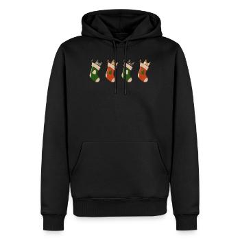 Chats en bottes pour Noël - Sweat à capuche Premium bio Homme - noir - Devant - Nico (187cm)