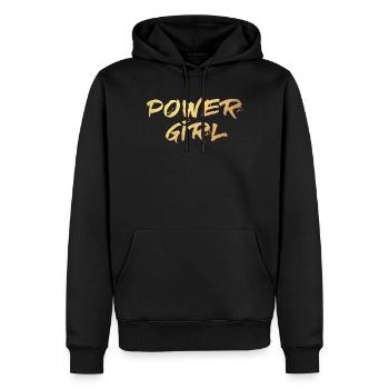 Power Girl Gold Mädchen Energie Handschrift deluxe - Männer Premium Bio Hoodie - Schwarz - Vorne - Nico (187cm)
