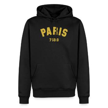 10e arrondissement de PARIS - Sweat à capuche Premium bio Homme - noir - Devant - Nico (187cm)