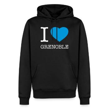 I LOVE GRENOBLE - Männer Premium Bio Hoodie - Schwarz - Vorne - Nico (187cm)
