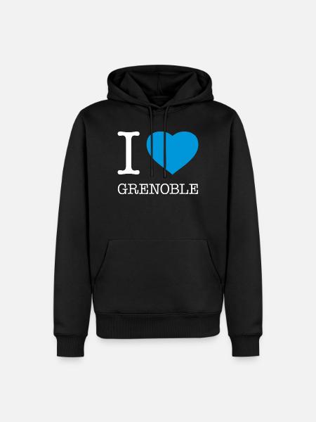 J’ADORE GRENOBLE - Sweat à capuche Premium bio Homme - noir