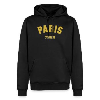 20e arrondissement de PARIS - Sweat à capuche Premium bio Homme - noir - Devant - Nico (187cm)