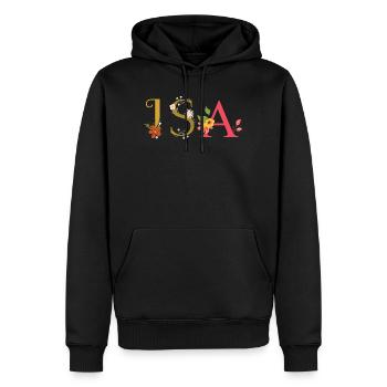 ISA Name mit Blumen geschmückt - Männer Premium Bio Hoodie - Schwarz - Vorne - Nico (187cm)