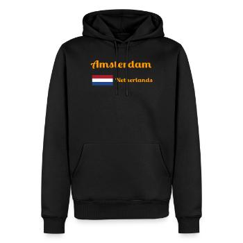 Amsterdam, Pays-Bas - Imprimés élégants - Sweat à capuche Premium bio Homme - noir - Devant - Nico (187cm)