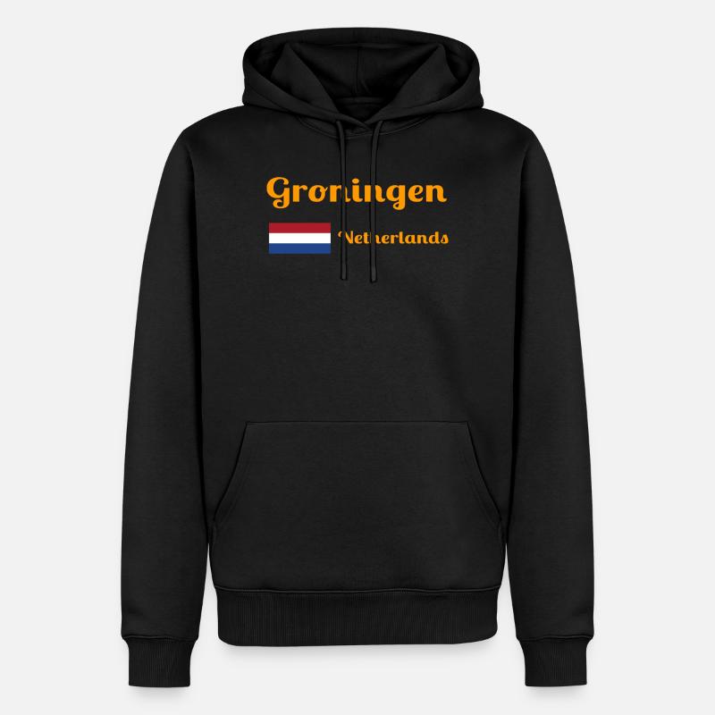 Groningue, Pays-Bas - Imprimés élégants - Sweat à capuche Premium bio Homme - noir