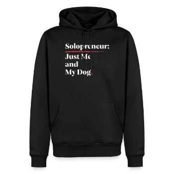 Solopreneur : Juste moi et mon chien [Blanc] - Sweat à capuche Premium bio Homme - noir - Devant - Nico (187cm)