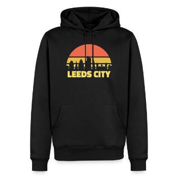 Leeds City Skyline Rétro Coucher de soleil Silhouette - Sweat à capuche Premium bio Homme - noir - Devant - Nico (187cm)
