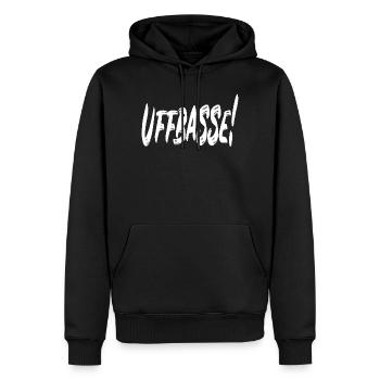 Uffbasse! - Männer Premium Bio Hoodie - Schwarz - Vorne - Nico (187cm)