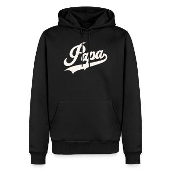 Classic Papa Script - Men’s Premium Organic Hoodie - black - Front - Nico (187cm)