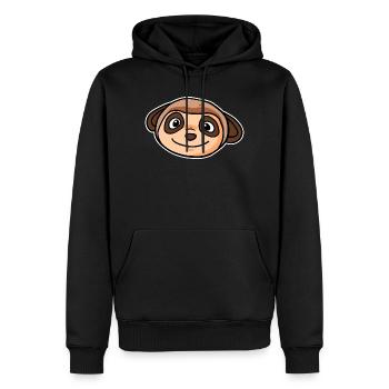 Tête d’animal suricate - Sweat à capuche Premium bio Homme - noir - Devant - Nico (187cm)