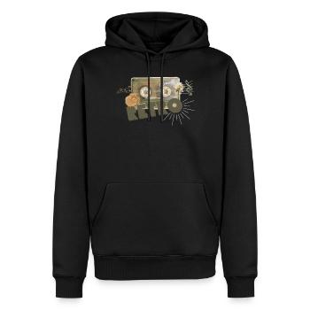 Collage de cassettes rétro - Sweat à capuche Premium bio Homme - noir - Devant - Nico (187cm)