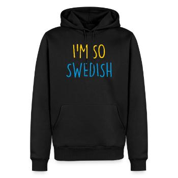JE SUIS TELLEMENT SUÉDOIS SUÈDE Schweden - Sweat à capuche Premium bio Homme - noir - Devant - Nico (187cm)