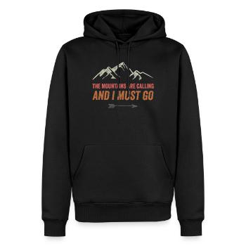 Die Berge rufen und ich muss gehen - Männer Premium Bio Hoodie - Schwarz - Vorne - Nico (187cm)