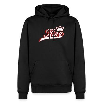 Couronne de couple Roi Reine - Sweat à capuche Premium bio Homme - noir - Devant - Nico (187cm)