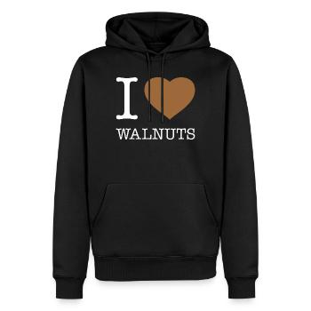 I LOVE WALNUTS - Men’s Premium Organic Hoodie - black - Front - Nico (187cm)