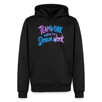 Teamwork makes the dream work - Men’s Premium Organic Hoodie - black - Front - Nico (187cm)