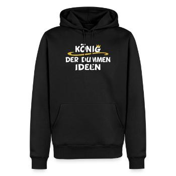 König der dummen Ideen - Männer Premium Bio Hoodie - Schwarz - Vorne - Nico (187cm)