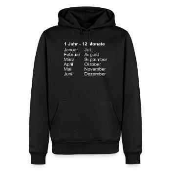 1Jahr 12 Monate Kalender Print - Männer Premium Bio Hoodie - Schwarz - Vorne - Nico (187cm)